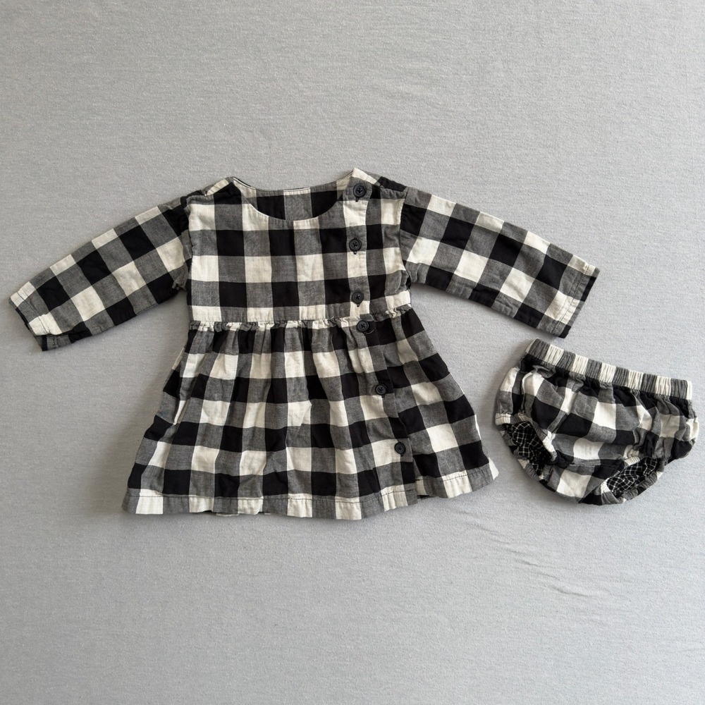 Tea Collection Plaid Flannel Dress & Bloomers Set 12-18 Months Outfit‎